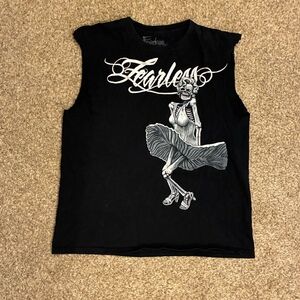 Fearless Marilyn Monroe Skeleton Graphic Tank Top Mens Large Black Made in USA